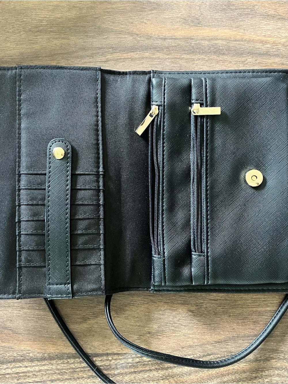 Black Studded Crossbody Bag with Gold Accent - Picture 3 of 6